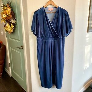 Jessakae Northward surplice Dress blue crushed velvet women’s plus size 1x